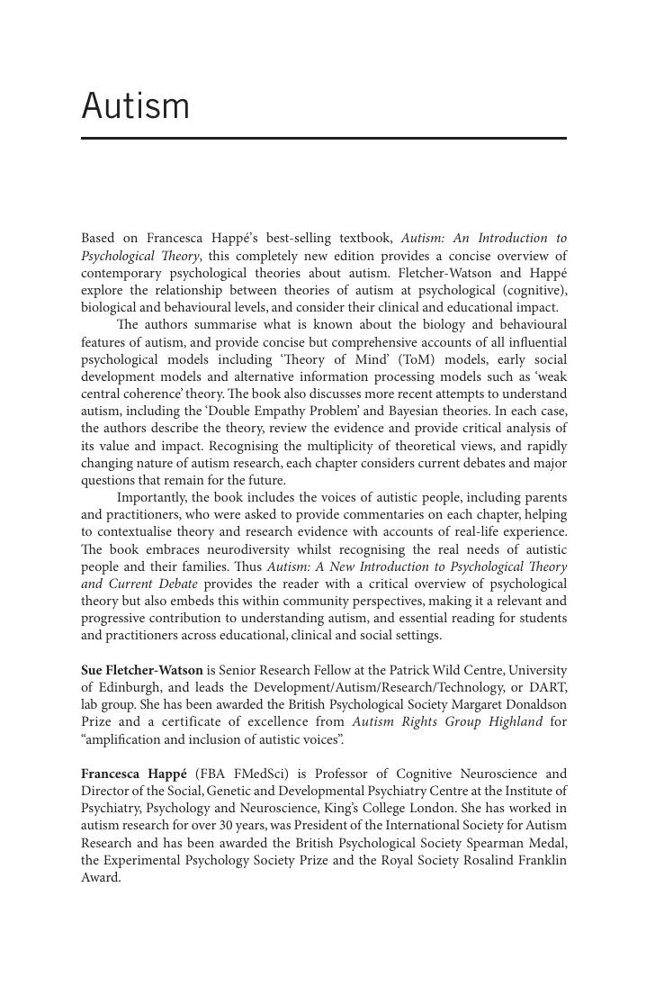 Preview page 4 of Autism By Fletcher-Watson, Sue,, Happé, Francesca