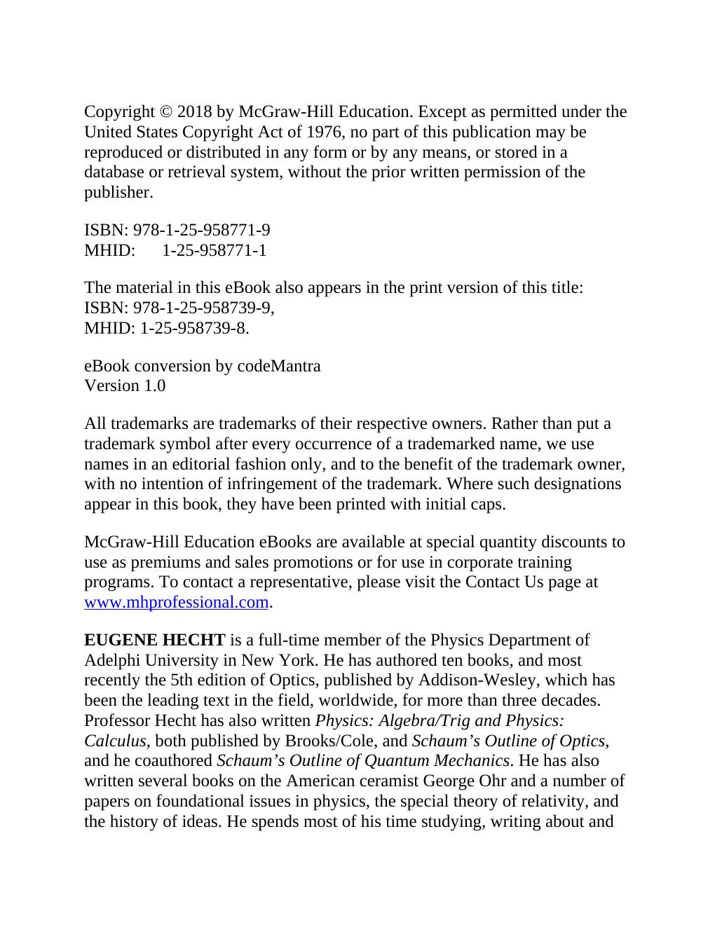 Preview page 2 of Schaum’s Outline of College Physics 12th Edition By Eugene Hecht