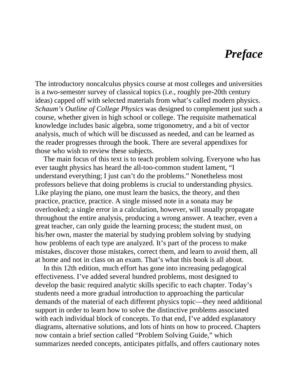 Preview page 5 of Schaum’s Outline of College Physics 12th Edition By Eugene Hecht