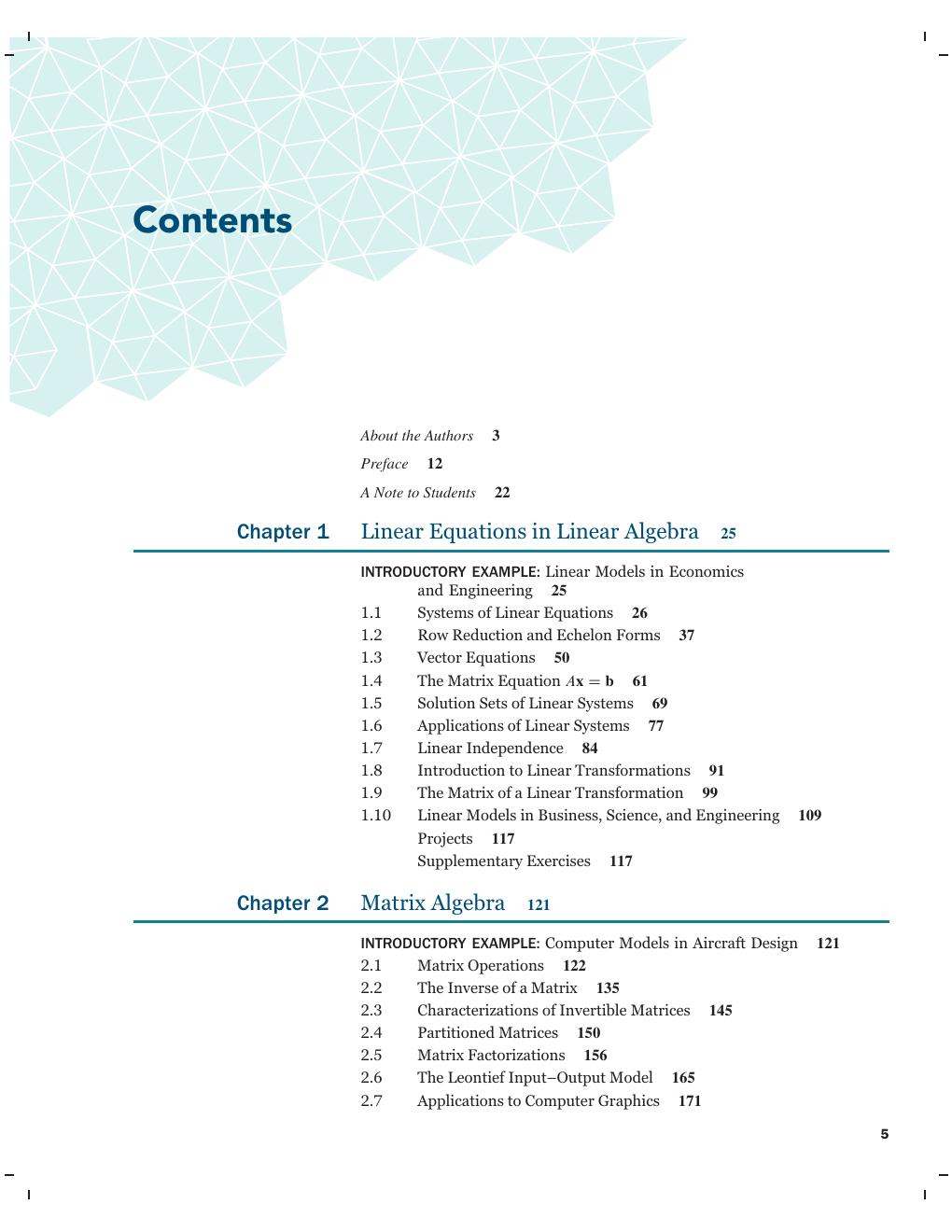 Preview page 6 of Linear Algebra and Its Applications 6th Global Edition By David C. Lay, Steven R. Lay