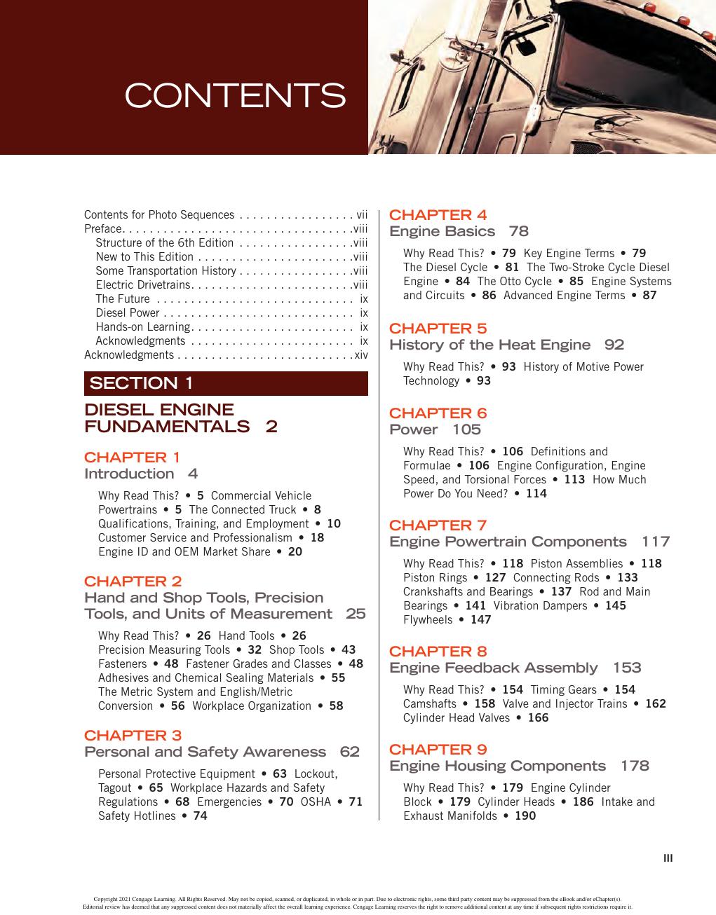Preview page 5 of Medium Heavy Duty Truck Engines Fuel & Computerized 6th Edition By Sean Bennett