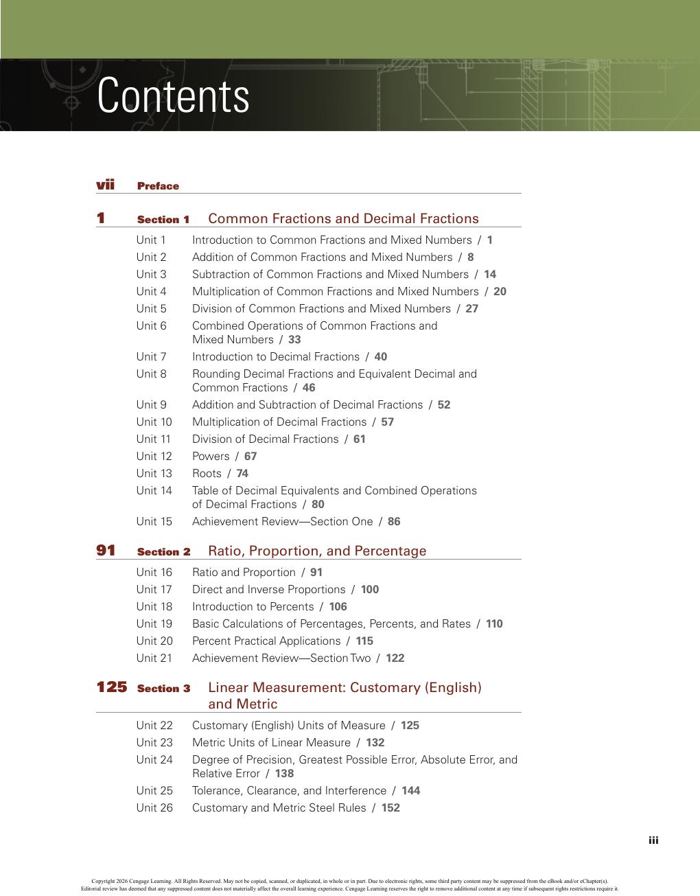 Preview page 5 of Mathematics for Machine Technology International Edition 9th Edition By John Peterson, Robert Smith, Kathleen McGarry
