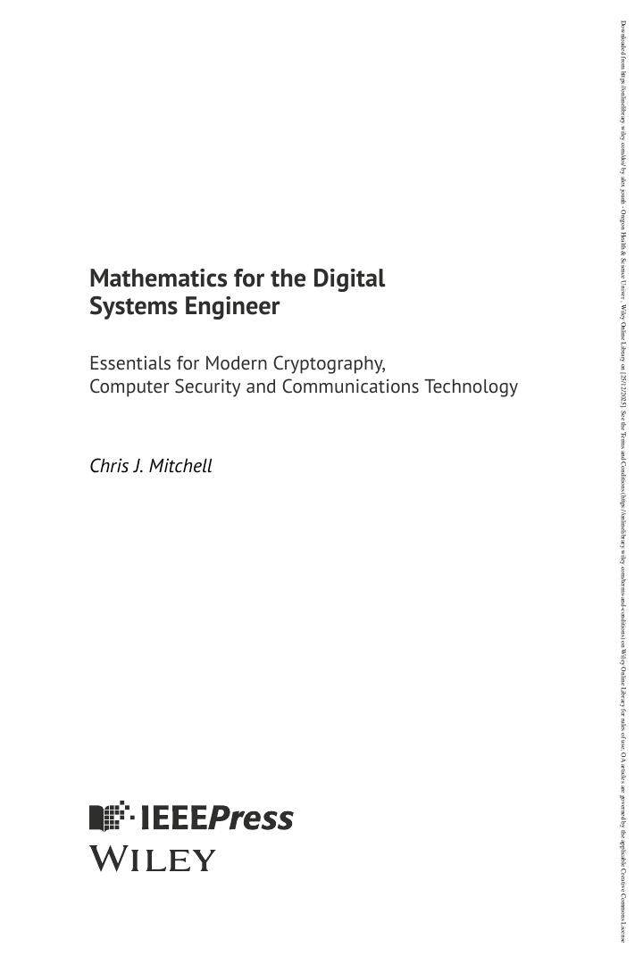 Preview page 3 of Mathematics for the Digital Systems Engineer 1st Edition By Chris J. Mitchell