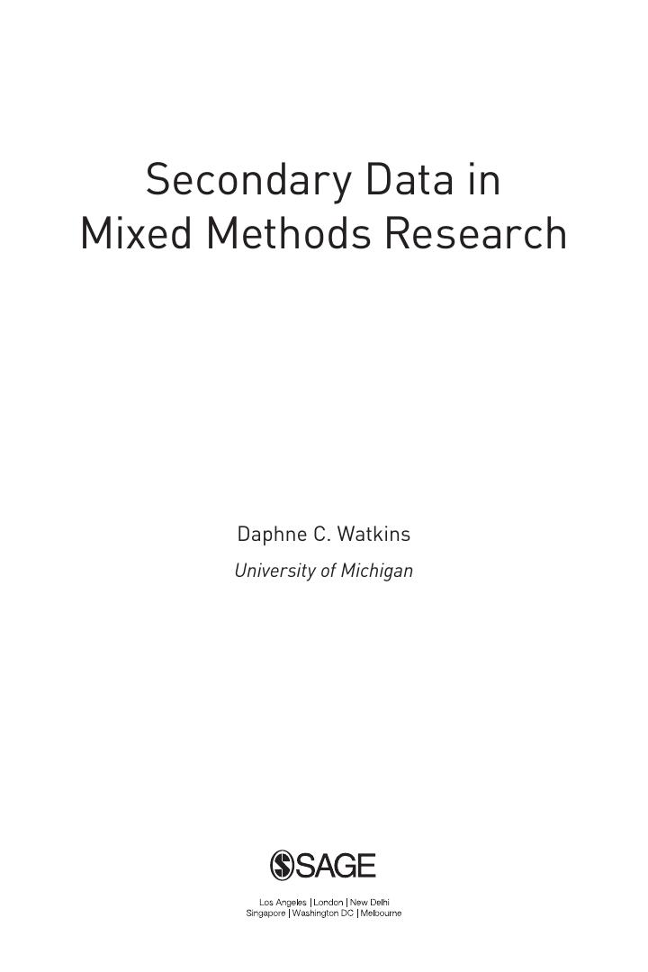 Preview page 3 of Secondary Data in Mixed Methods Research 1st Edition By Daphne C Watkins