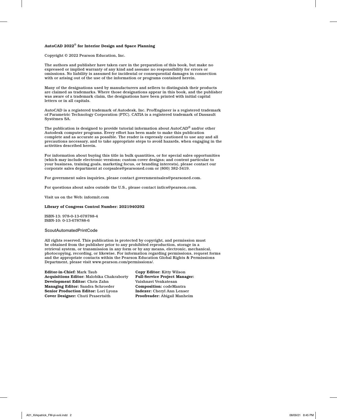 Preview page 3 of AutoCAD 2022 for Interior Design and Space Planning By Beverly Kirkpatrick, James Kirkpatrick