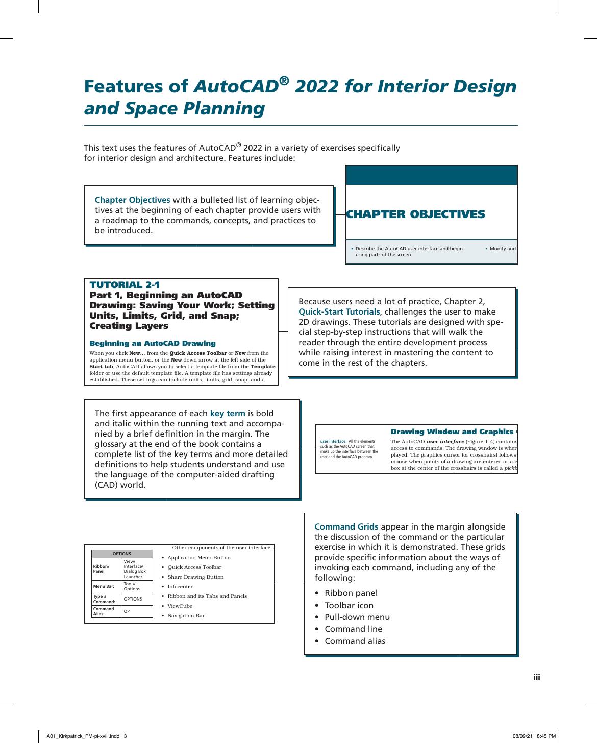 Preview page 4 of AutoCAD 2022 for Interior Design and Space Planning By Beverly Kirkpatrick, James Kirkpatrick