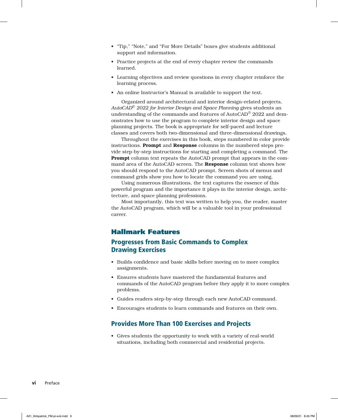 Preview page 7 of AutoCAD 2022 for Interior Design and Space Planning By Beverly Kirkpatrick, James Kirkpatrick