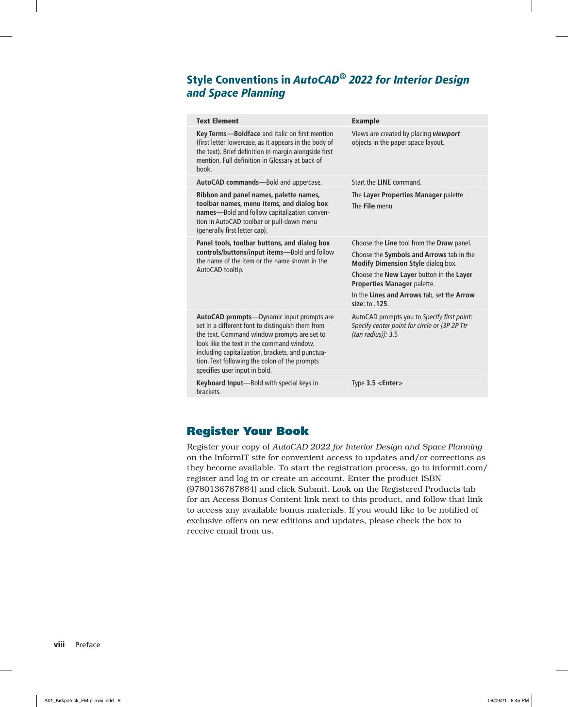 Preview page 9 of AutoCAD 2022 for Interior Design and Space Planning By Beverly Kirkpatrick, James Kirkpatrick