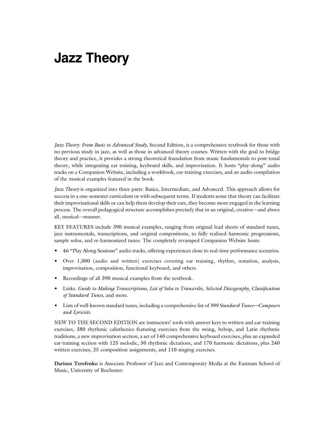 Preview page 3 of Jazz Theory From Basic to Advanced Study 2nd Edition By Dariusz Terefenko ISBN: 9781138235083