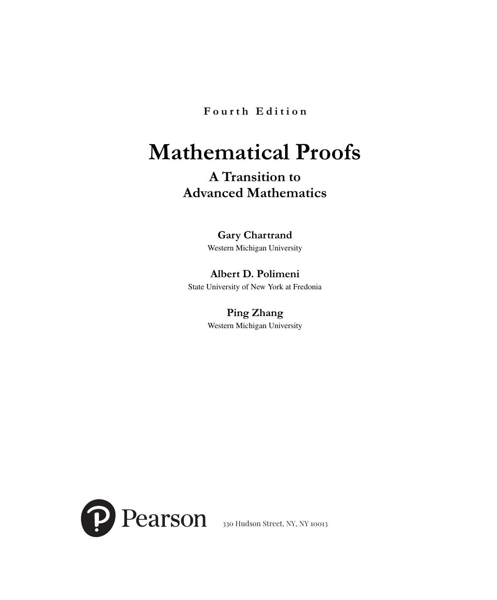 Preview page 2 of Mathematical Proofs A Transition to Advanced Mathematics 4th Edition By Gary Chartrand, Albert Polimeni, Ping Zhang ISBN