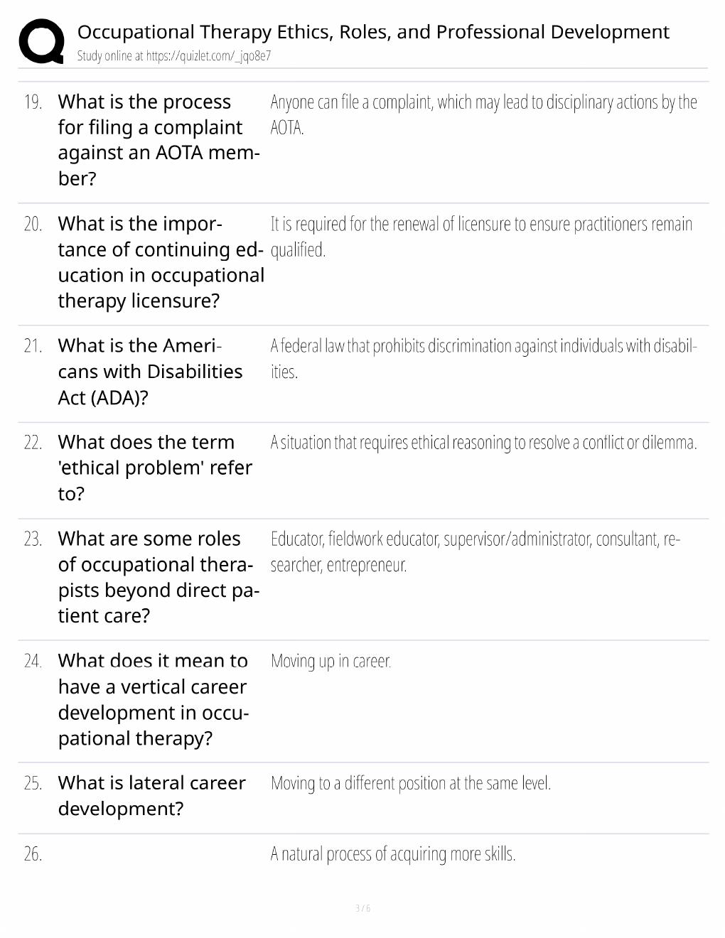 Preview page 3 of Occupational Therapy Ethics Study Guide / Roles & Professional Development / Score 100% / 2025 Update / Exam Prep