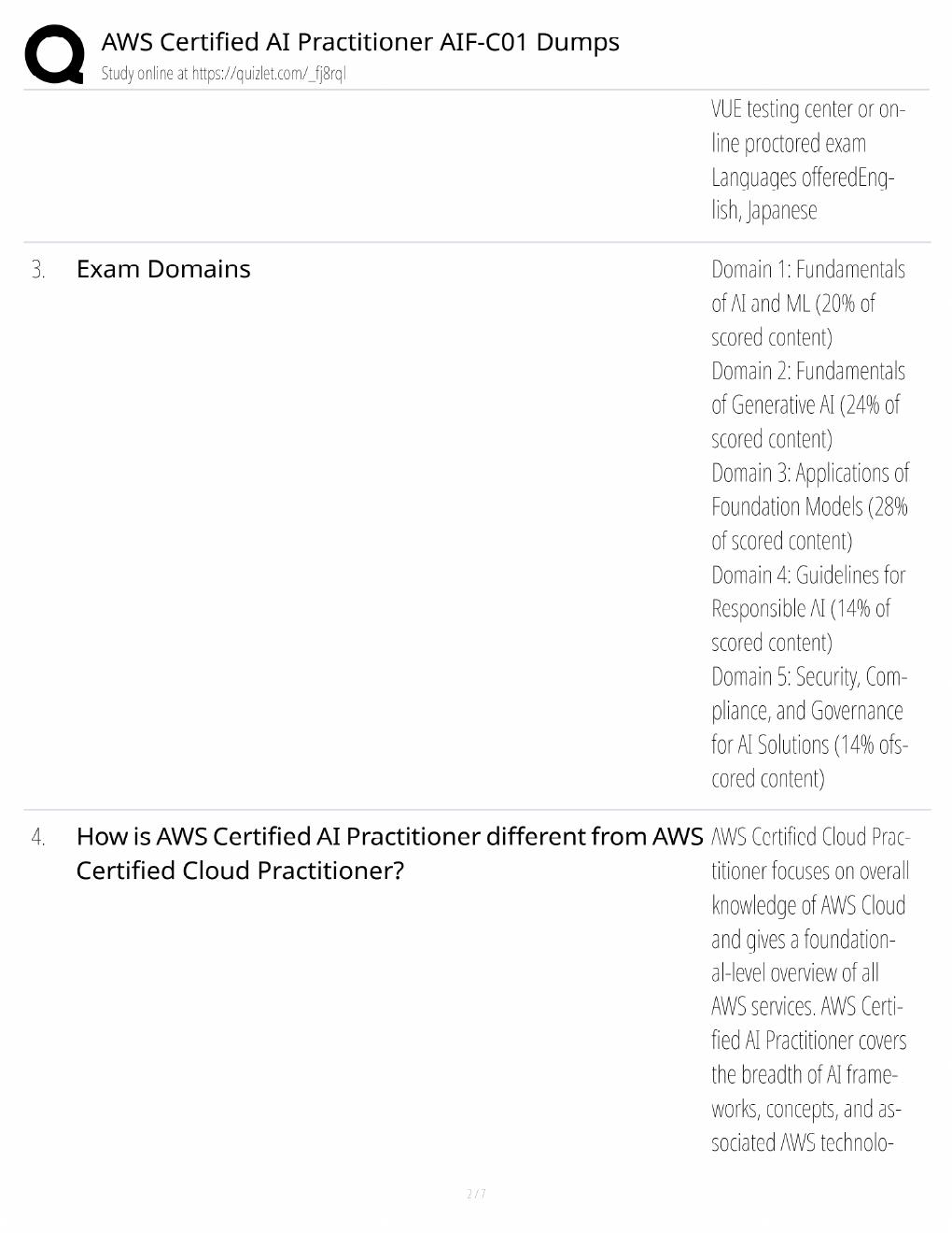 Preview page 2 of AWS AIF-C01 Study Guide / AI Practitioner Exam Dumps / Score 100% / 2025 Update / Exam Prep
