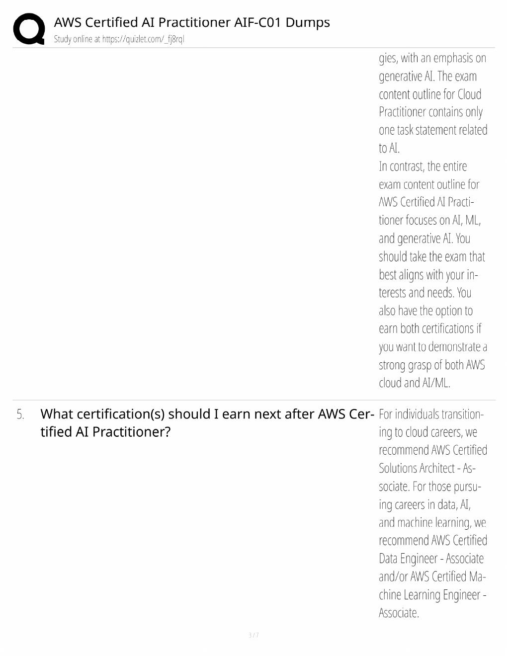 Preview page 3 of AWS AIF-C01 Study Guide / AI Practitioner Exam Dumps / Score 100% / 2025 Update / Exam Prep