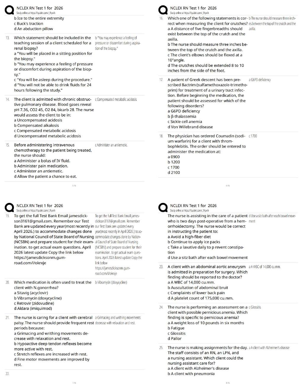 Preview page 2 of NCLEX RN Test 1 for 2026 / New Version / Exam Prep Resource