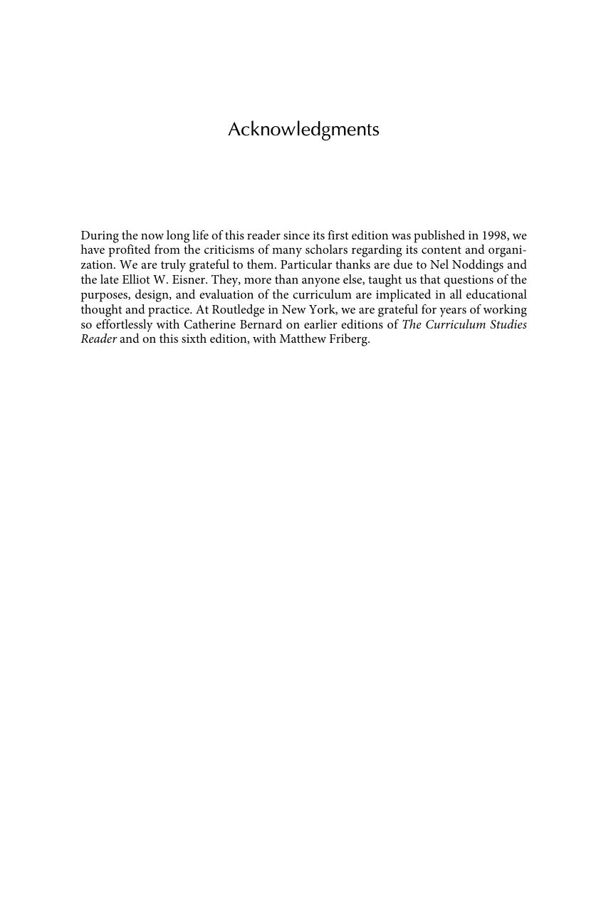 Preview page 8 of The Curriculum Studies Reader 6th Edition By David Flinders, Stephen Thornton ISBN: 9780367648398