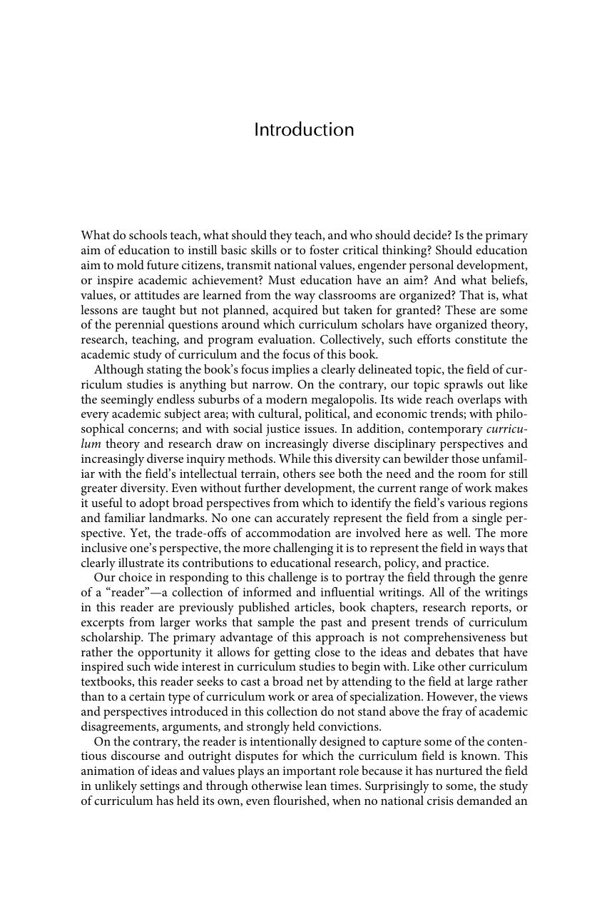 Preview page 9 of The Curriculum Studies Reader 6th Edition By David Flinders, Stephen Thornton ISBN: 9780367648398
