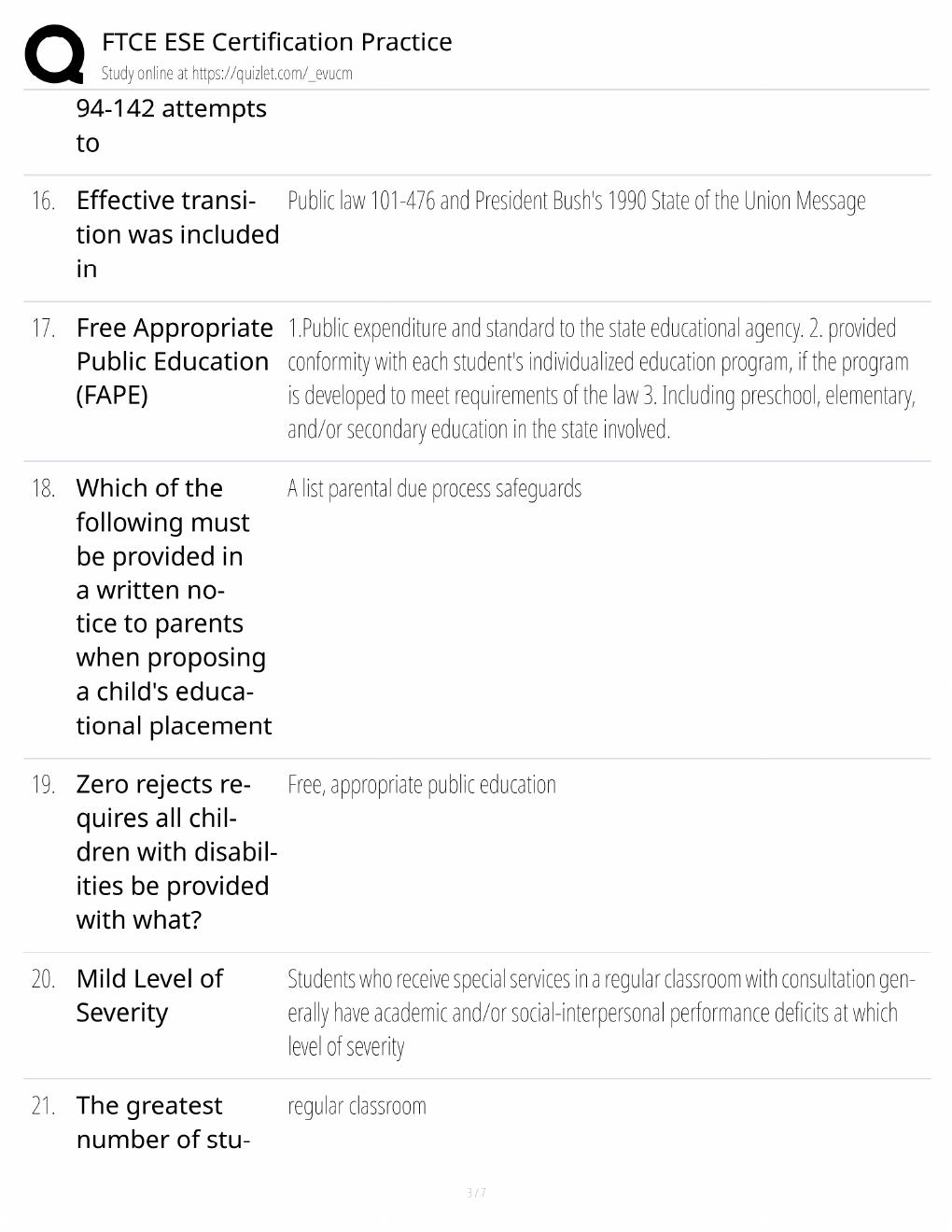 Preview page 3 of FTCE ESE Study Guide / Certification Practice Exam Prep / Score 100% / 2025 Update