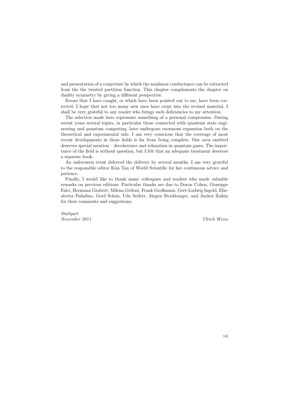 Preview page 7 of Quantum Dissipative Systems 5th Edition By Ulrich Weiss ISBN: 9789811243134