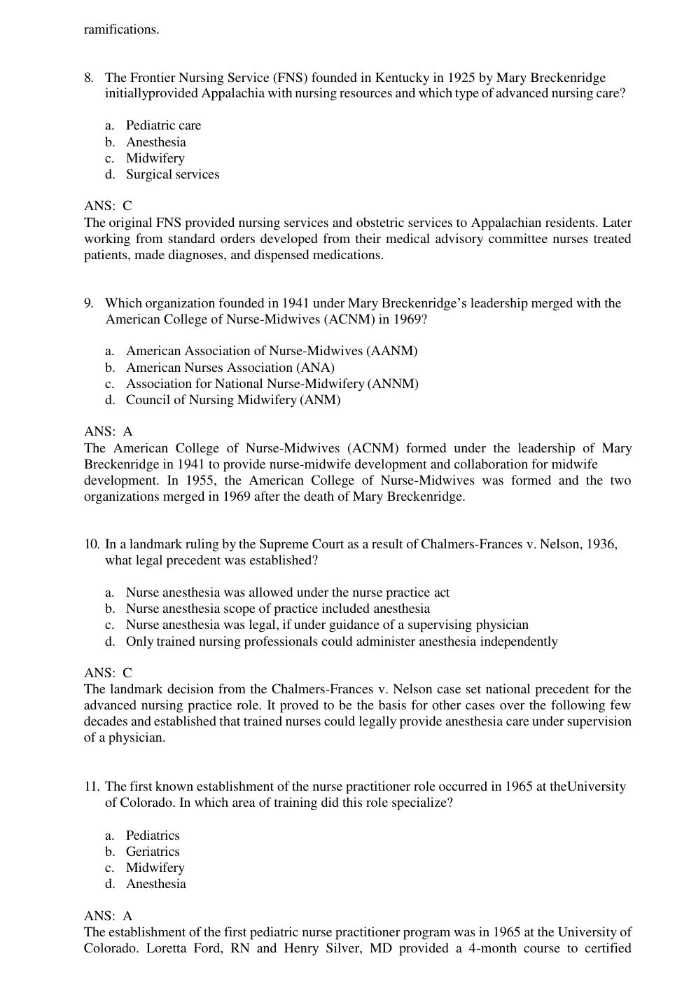 Preview page 4 of Test Bank For Advanced Practice Nursing: Essential Knowledge for the Profession 5th Edition By Denisco