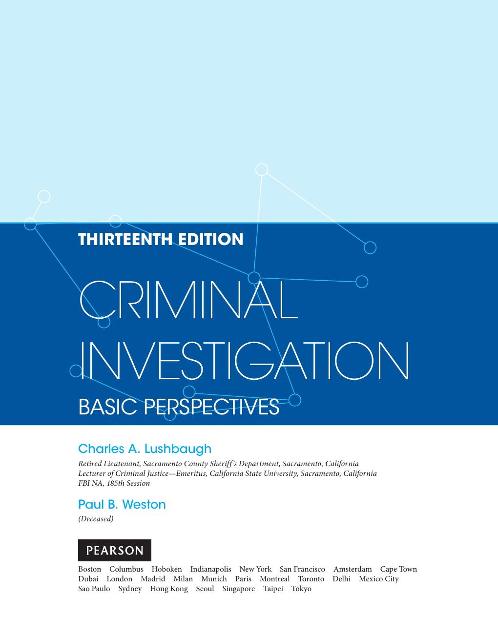 Preview page 2 of Criminal Investigation Basic Perspectives 13th Edition By Charles A. Lushbaugh Paul B. Weston