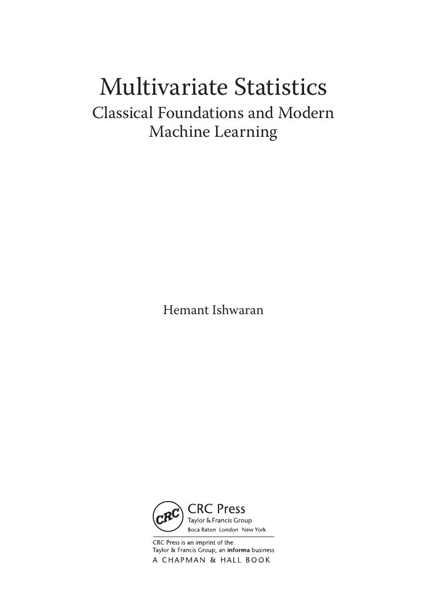 Preview page 4 of Multivariate Statistics Classical Foundations and Modern Machine Learning By Hemant Ishwaran