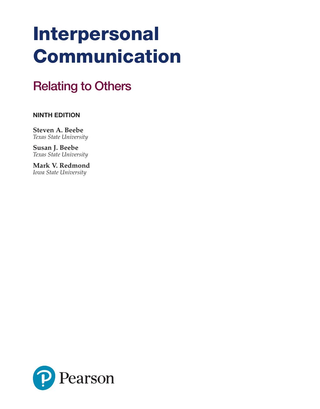 Preview page 2 of Interpersonal Communication Relating to Others 9th Edition By Steven Beebe, Susan Beebe, Mark Redmond