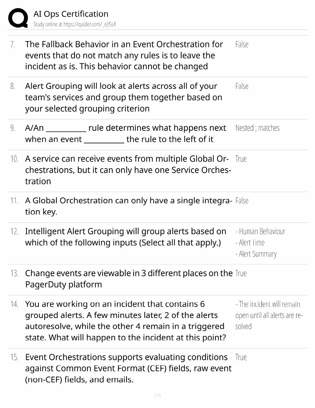 Preview page 2 of AIOps Certification Study Guide / Exam Prep / Score 100% / 2025 Update
