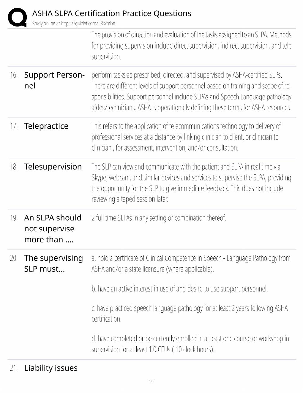 Preview page 3 of ASHA SLPA Study Guide / Certification Practice Questions / Score 100% / 2025 Update / Exam Prep