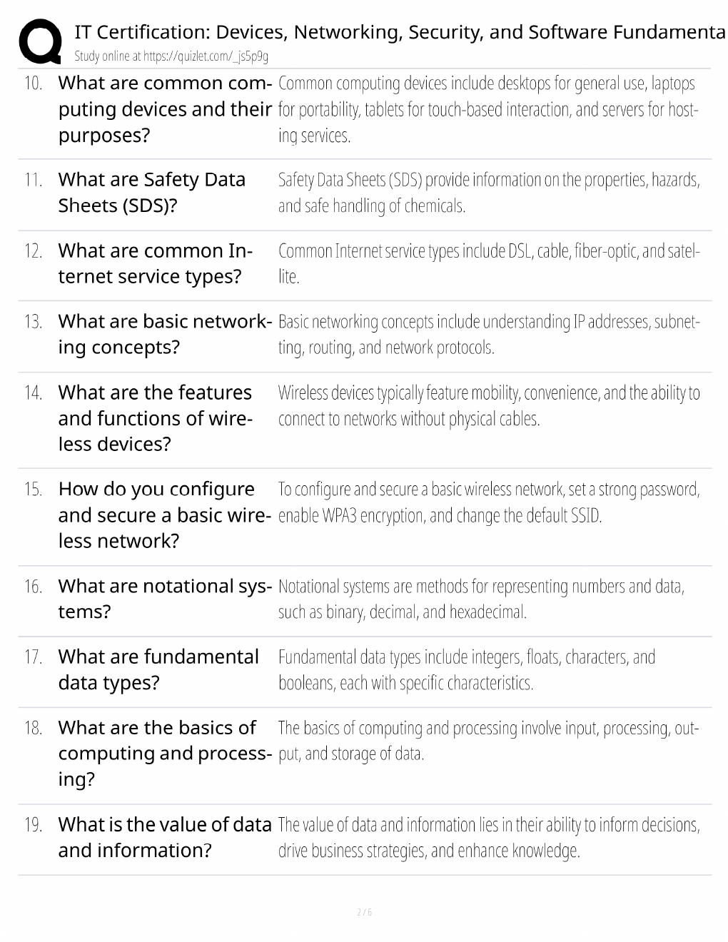 Preview page 2 of IT Certification Study Guide / Devices, Networking, Security & Software / Score 100% / 2025 Update / Exam Prep