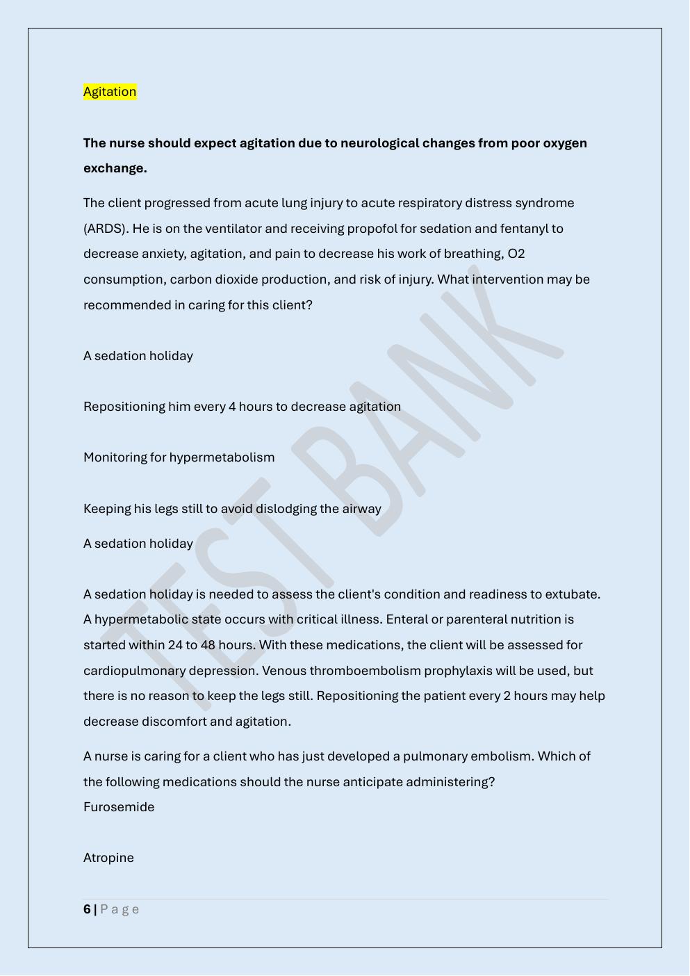 Preview page 6 of MED SURG 2 FINAL EXAM/MEDICAL  SURGICAL NURSING II FINAL TEST BANK