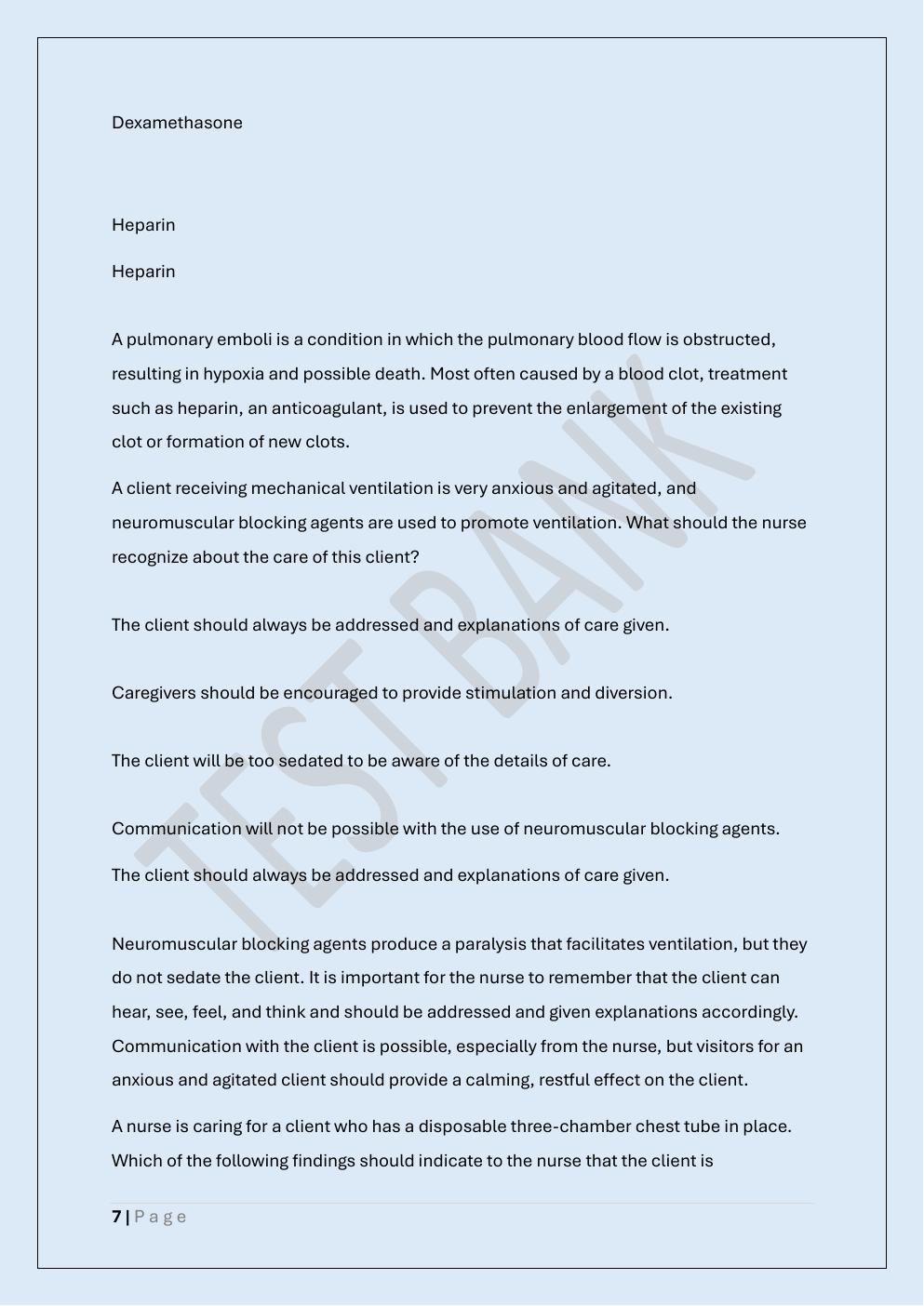 Preview page 7 of MED SURG 2 FINAL EXAM/MEDICAL  SURGICAL NURSING II FINAL TEST BANK