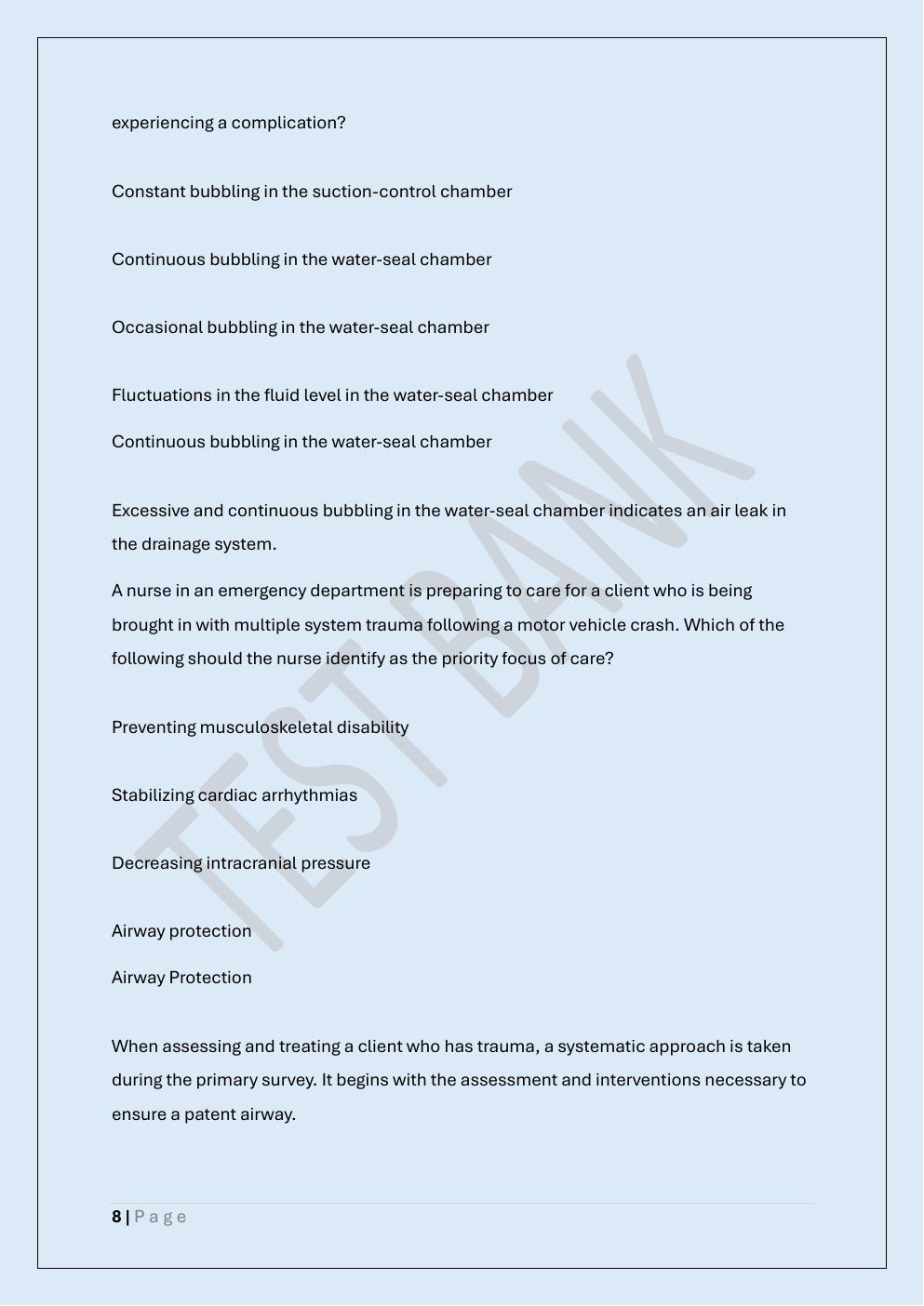 Preview page 8 of MED SURG 2 FINAL EXAM/MEDICAL  SURGICAL NURSING II FINAL TEST BANK