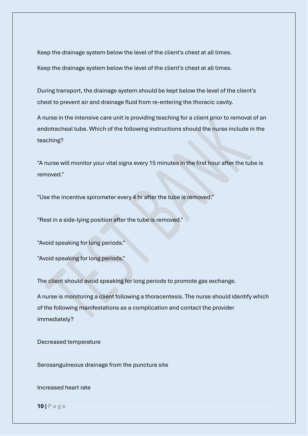Preview page 10 of MED SURG 2 FINAL EXAM/MEDICAL  SURGICAL NURSING II FINAL TEST BANK