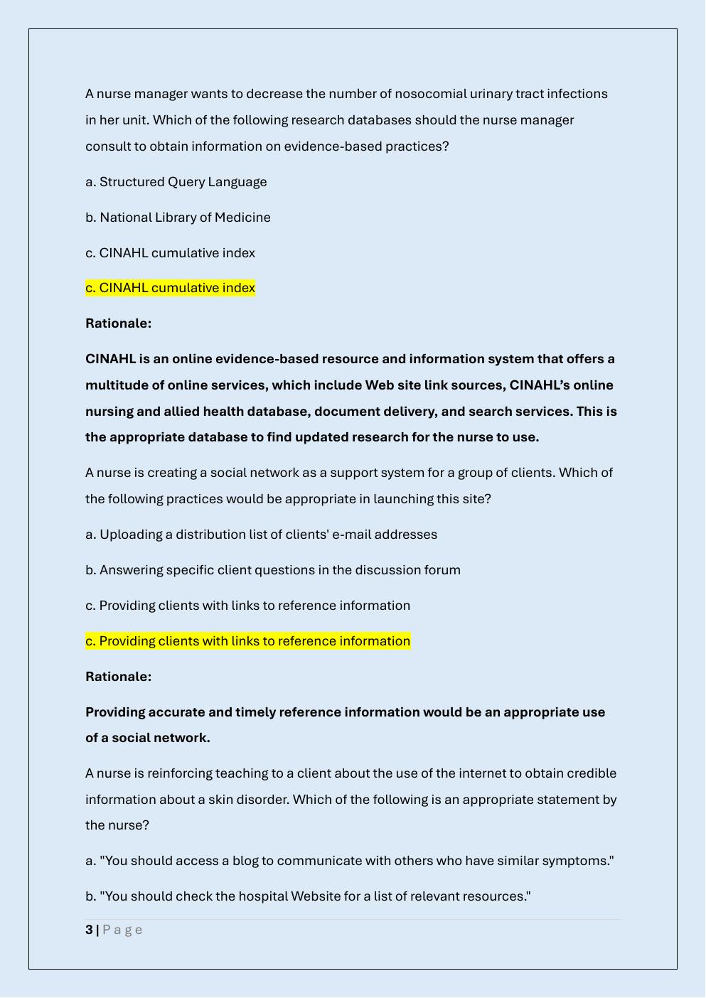 Preview page 3 of NURSING INFORMATICS AND TECHNOLOGY  ATI/ATI NURSING INFORMATICS AND  TECHNOLOGY REAL EXAM