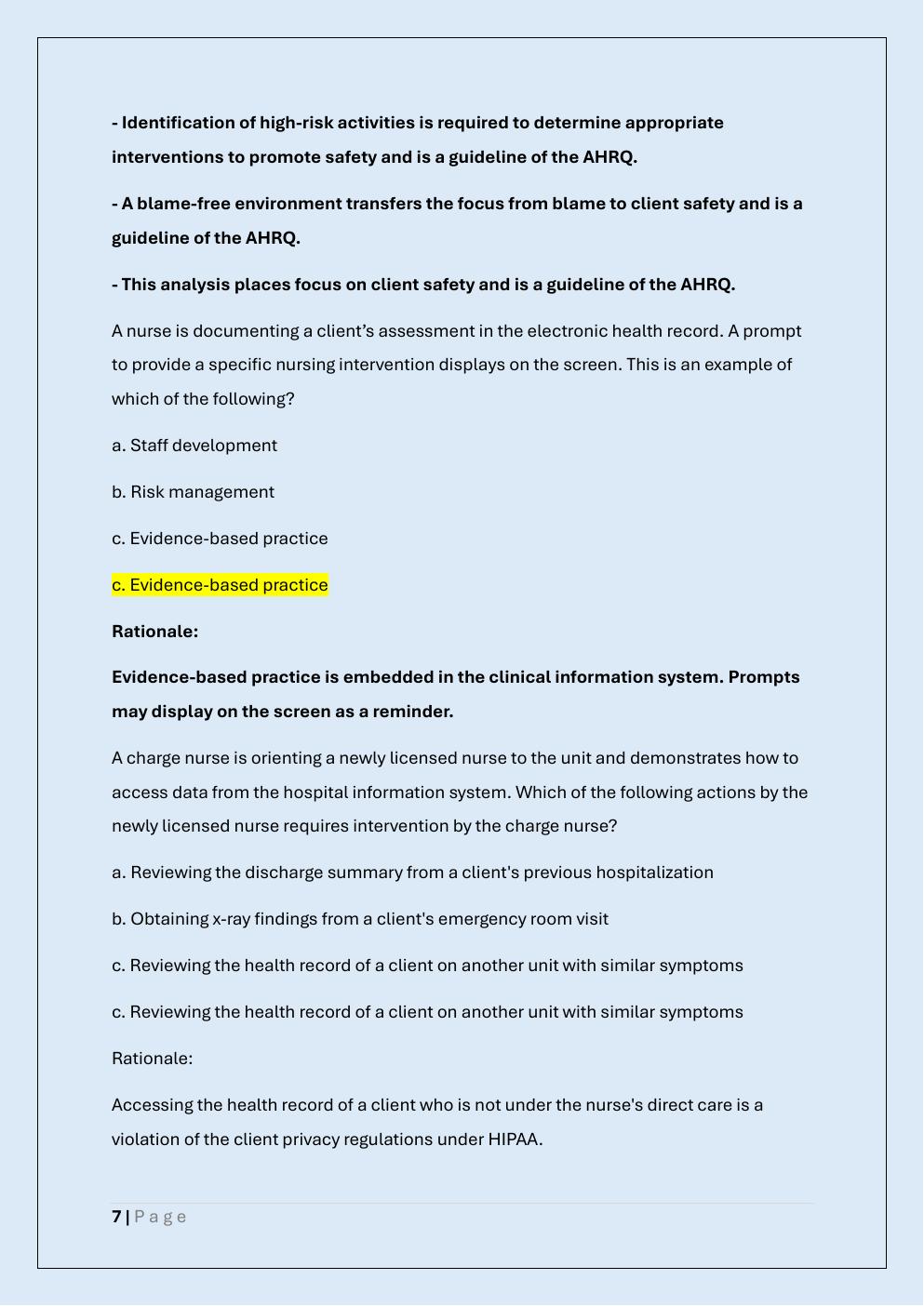 Preview page 7 of NURSING INFORMATICS AND TECHNOLOGY  ATI/ATI NURSING INFORMATICS AND  TECHNOLOGY REAL EXAM