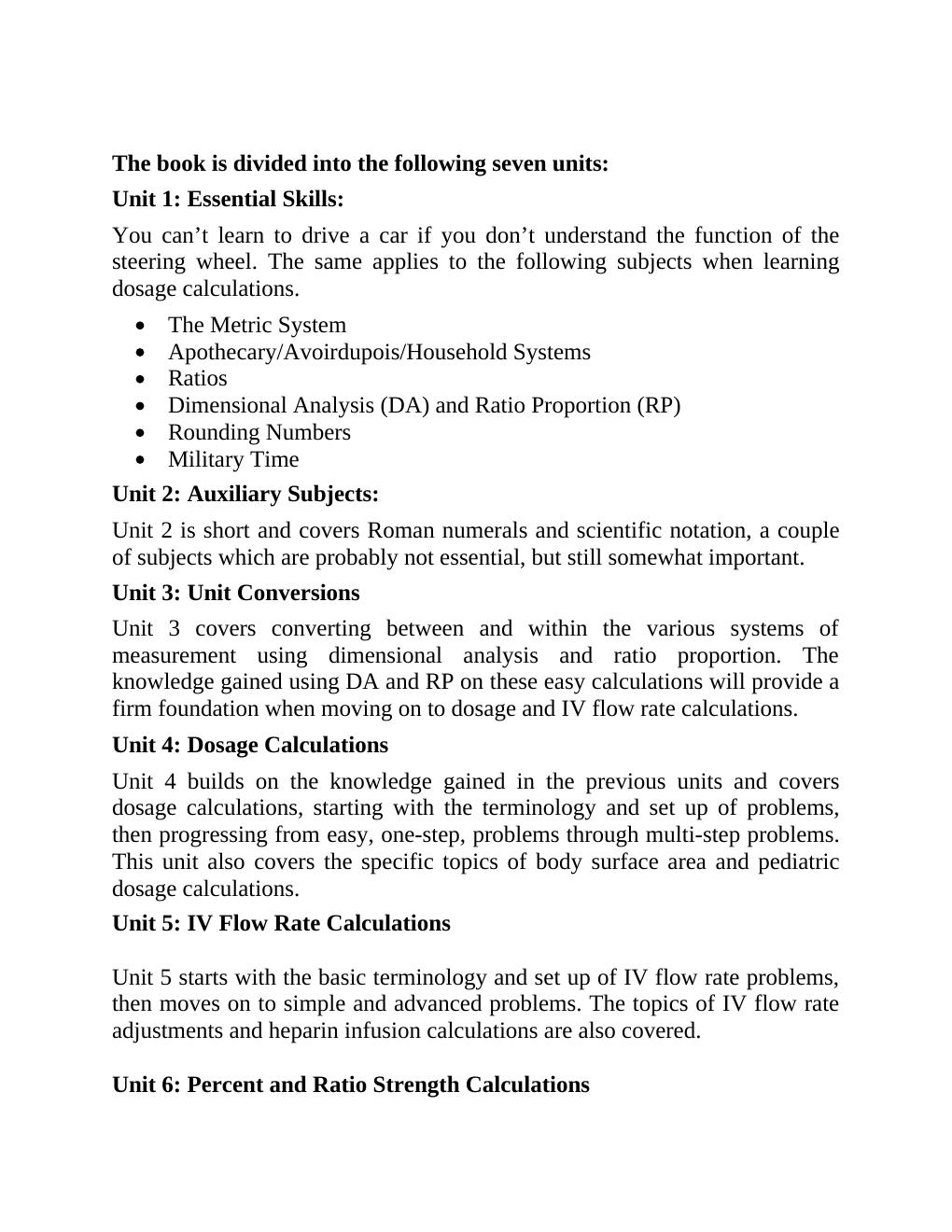 Preview page 8 of [EBOOK]Dosage Calculations for Nursing;Master Dosage Calculations the safe & easy way Without Formulas