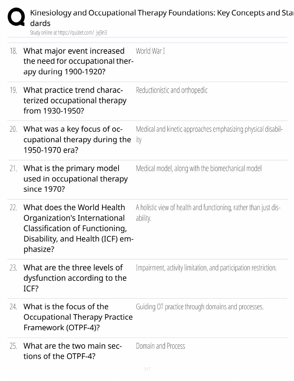 Preview page 3 of Kinesiology & OT Foundations Study Guide / Key Concepts & Standards / Score 100% / 2025 Update / Exam Prep