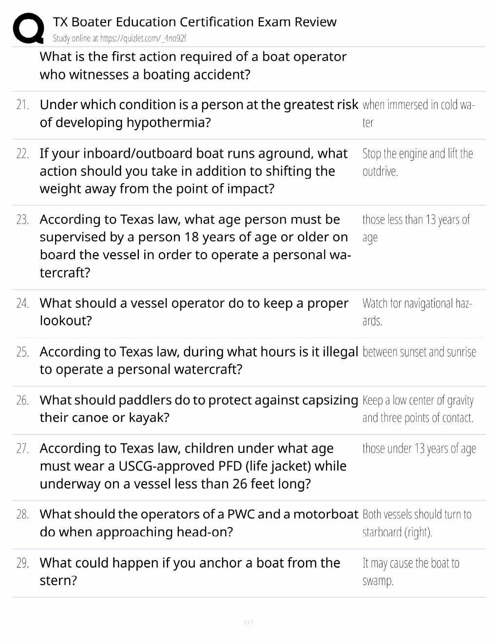 Preview page 3 of Texas Boater Education Study Guide / Certification Exam Prep / Score 100% / 2025 Update