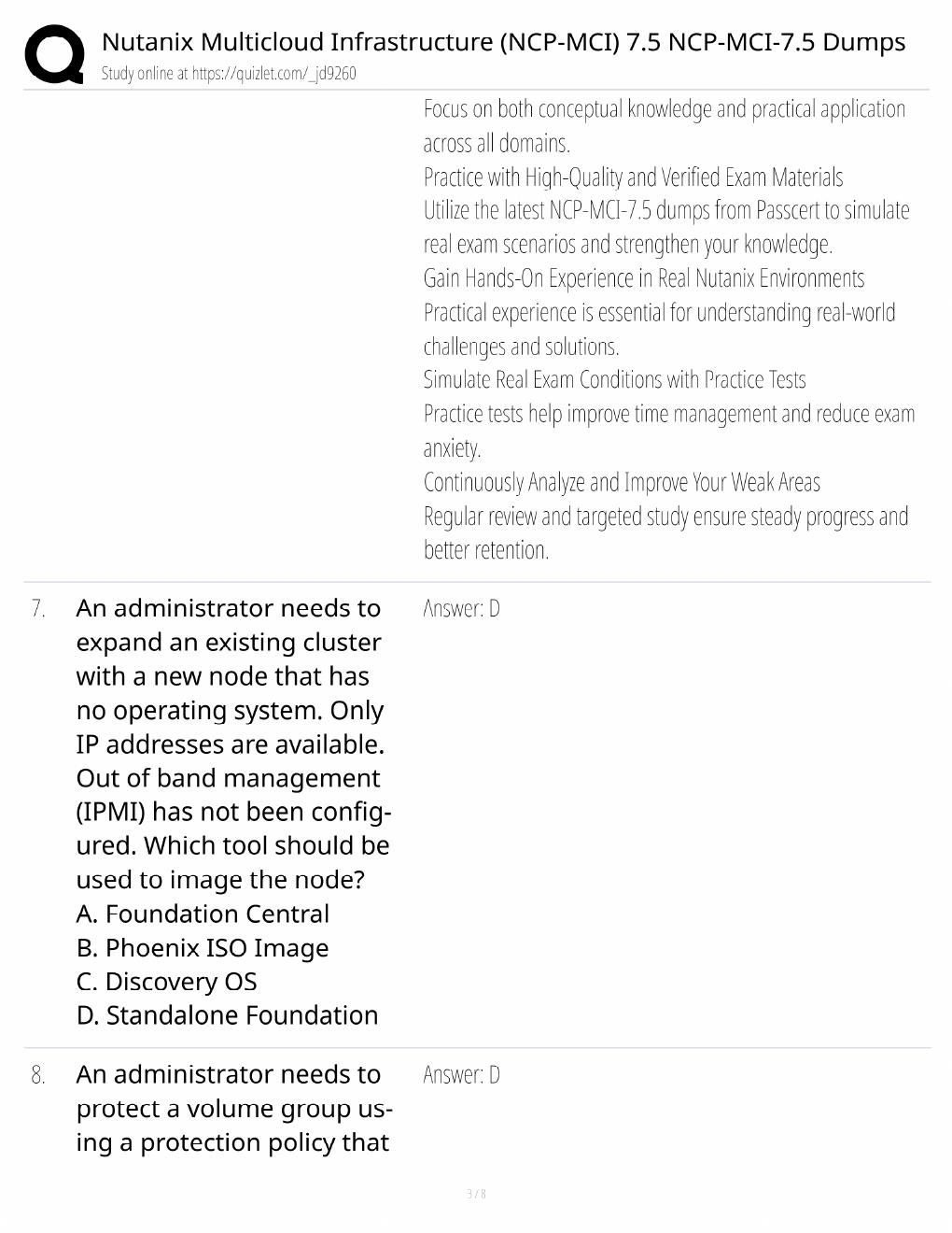 Preview page 3 of Nutanix NCP-MCI 7.5 Study Guide / Multicloud Infrastructure Dumps / Score 100% / 2025 Update / Exam Prep