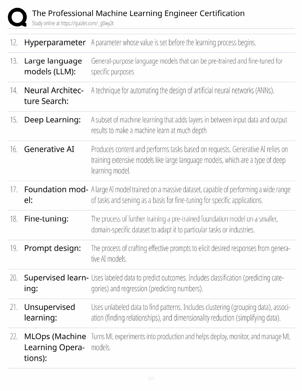 Preview page 2 of Machine Learning Engineer Study Guide / Professional Certification Exam Prep / Score 100% / 2025 Update