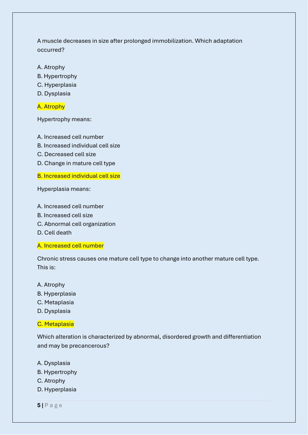 Preview page 5 of PATHOPHYSIOLOGY EXAM 1 REVIEW
