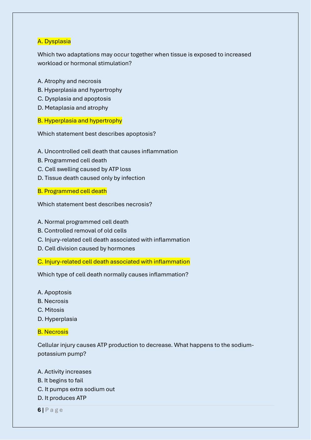 Preview page 6 of PATHOPHYSIOLOGY EXAM 1 REVIEW