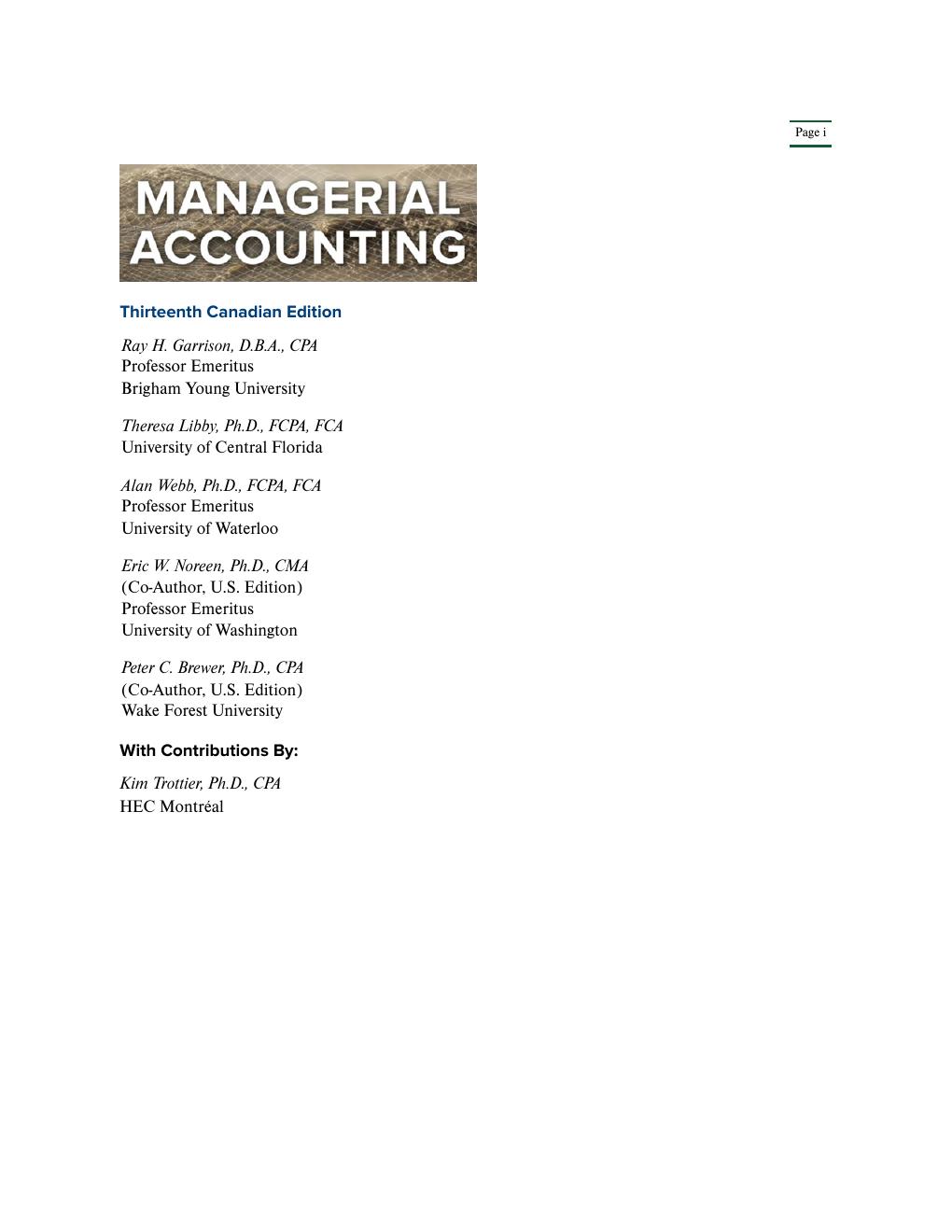 Preview page 2 of Managerial Accounting Thirteenth Edition Garrison, Libby, Webb