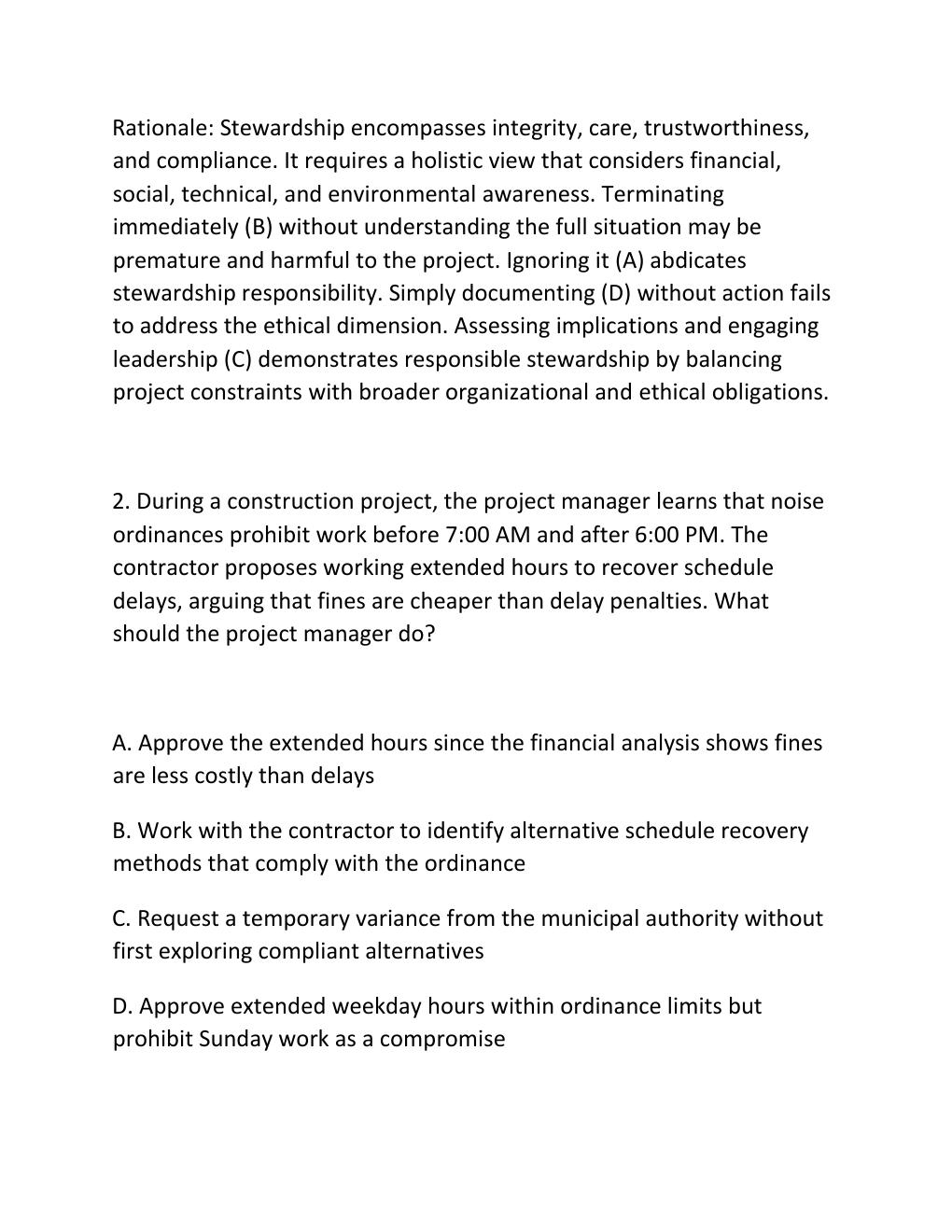 Preview page 2 of PMBOK GUIDE PRINCIPLES PRACTICE EXAM QUESTIONS AND CORRECT ANSWERS
