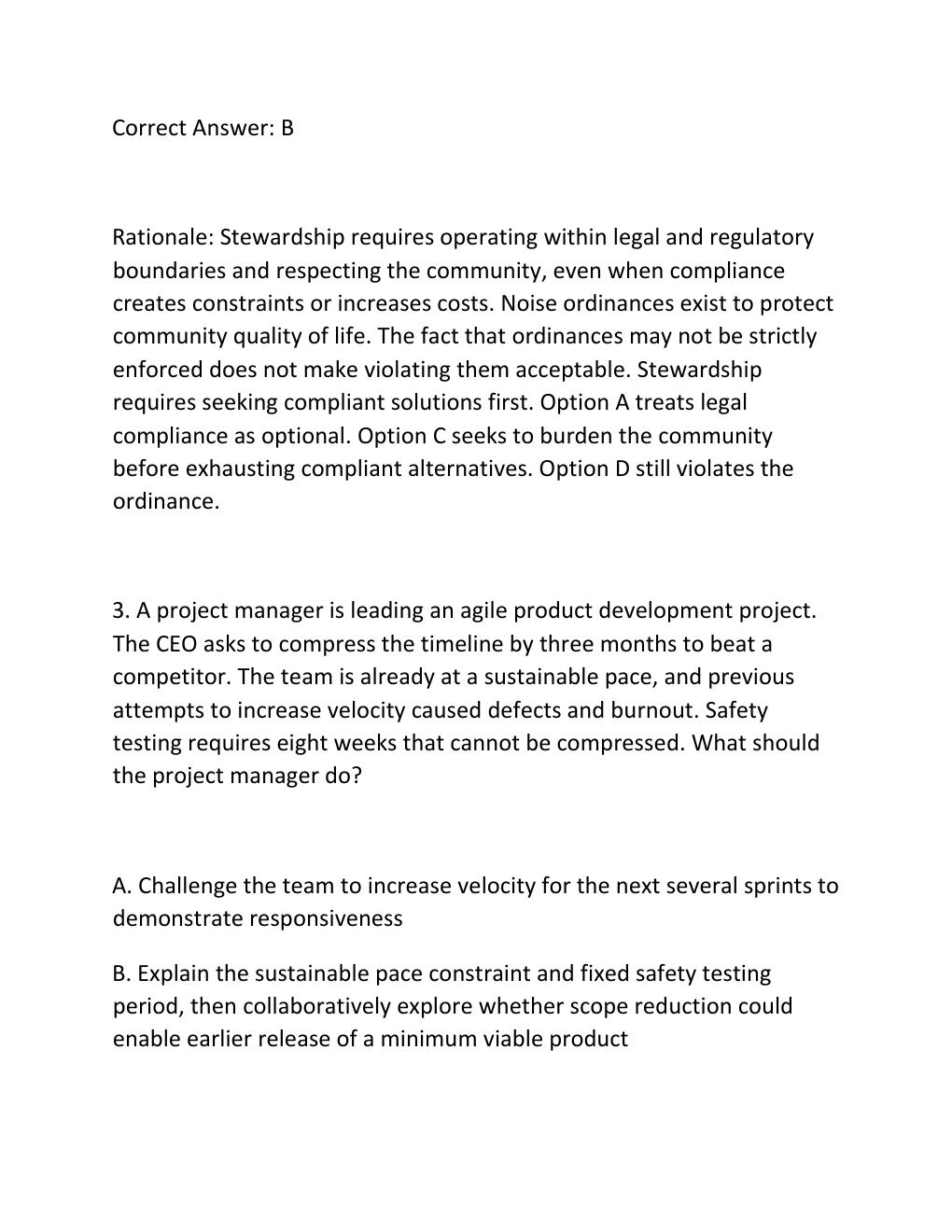 Preview page 3 of PMBOK GUIDE PRINCIPLES PRACTICE EXAM QUESTIONS AND CORRECT ANSWERS