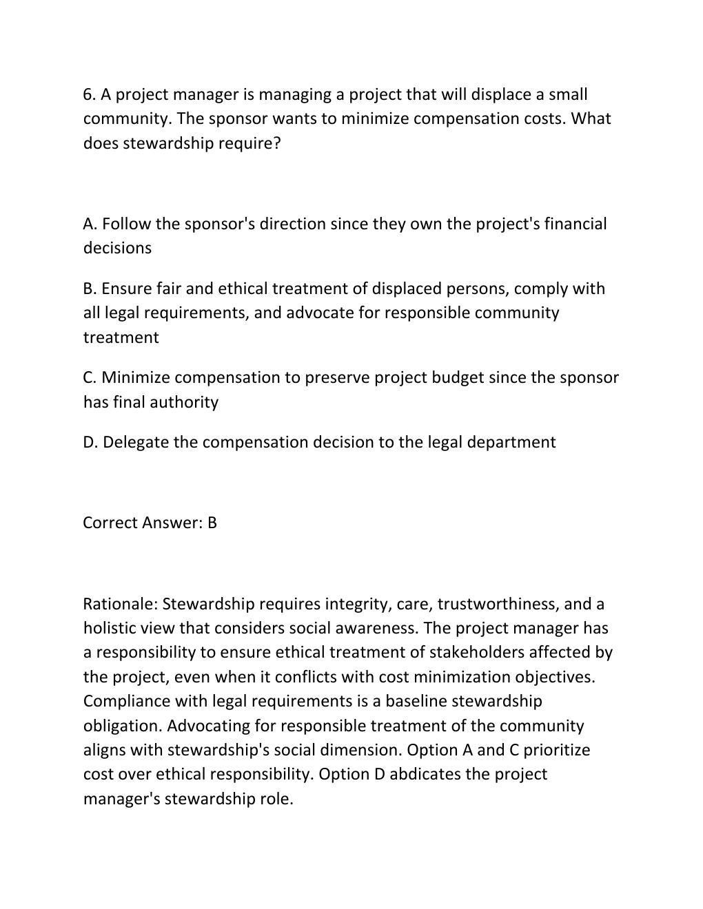 Preview page 7 of PMBOK GUIDE PRINCIPLES PRACTICE EXAM QUESTIONS AND CORRECT ANSWERS