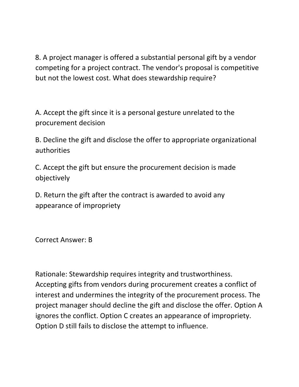 Preview page 9 of PMBOK GUIDE PRINCIPLES PRACTICE EXAM QUESTIONS AND CORRECT ANSWERS