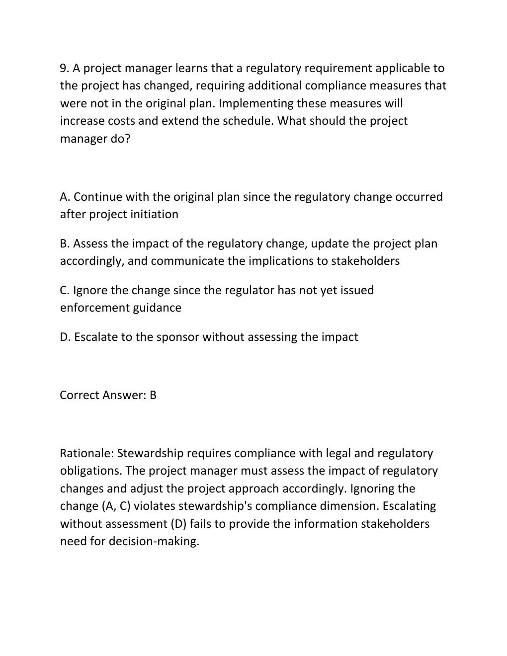 Preview page 10 of PMBOK GUIDE PRINCIPLES PRACTICE EXAM QUESTIONS AND CORRECT ANSWERS