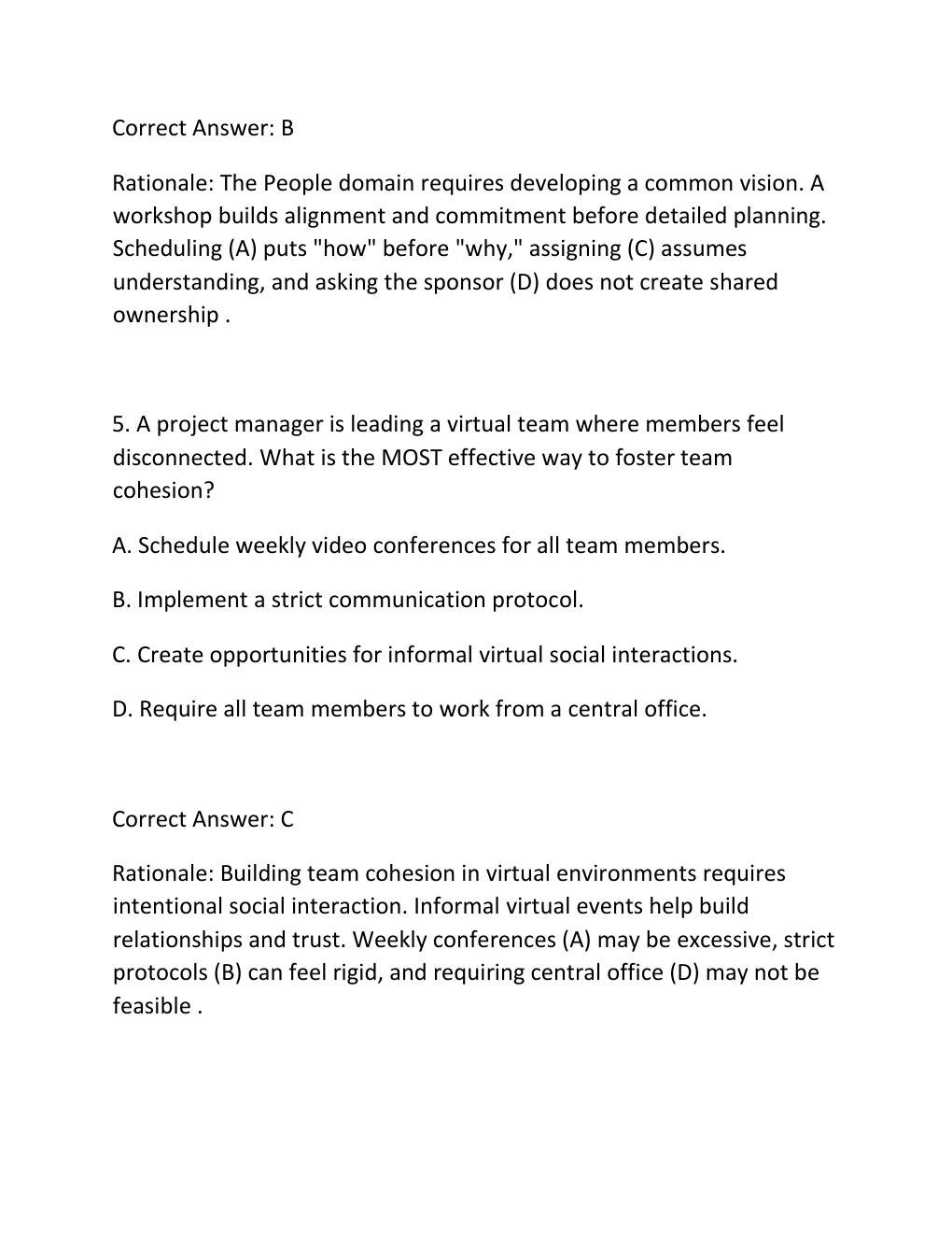 Preview page 4 of PMBOK GUIDE PROCESS GROUPS PRACTICE EXAM PRACTICE QUESTIONS AND CORRECT ANSWERS