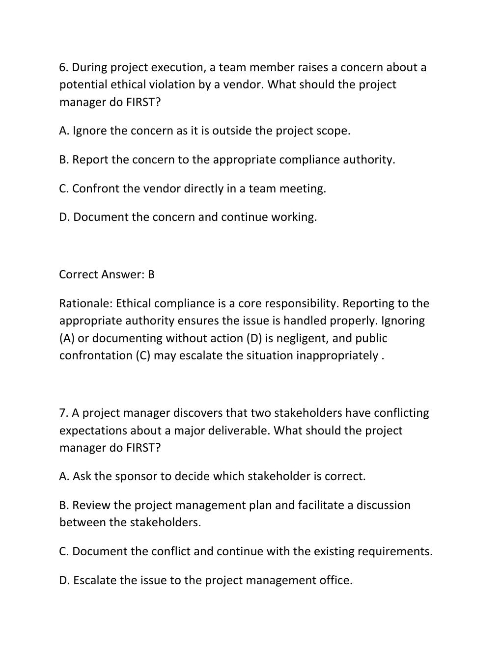 Preview page 5 of PMBOK GUIDE PROCESS GROUPS PRACTICE EXAM PRACTICE QUESTIONS AND CORRECT ANSWERS